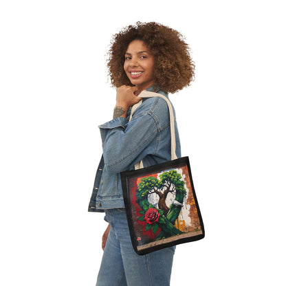 Artistic Surge - Eco-Friendly Canvas Tote Bag - HEART WITH ROSE
