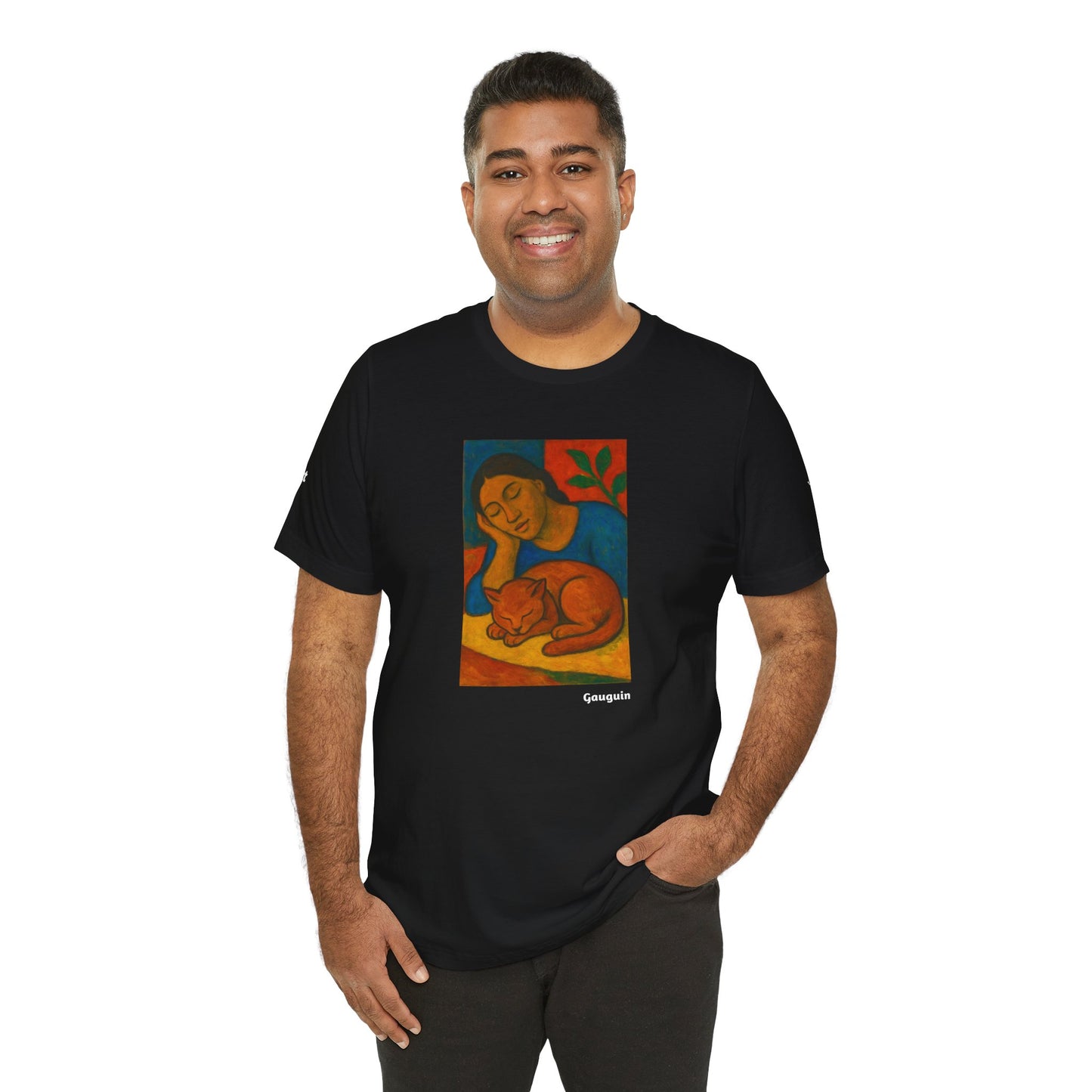 CATART Unisex Jersey Cat T-Shirt - GAUGUIN - Iconic Painting Reimagined with Cats