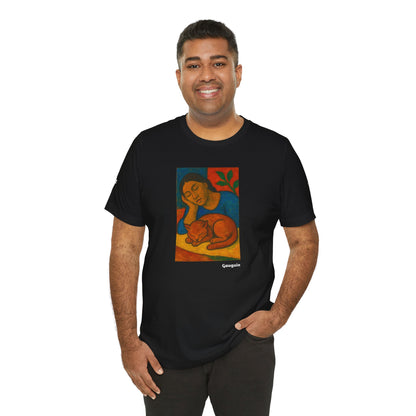 CATART Unisex Jersey Cat T-Shirt - GAUGUIN - Iconic Painting Reimagined with Cats