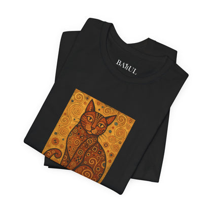 CATART Unisex Jersey Cat T-Shirt - KLIMT - Iconic Painting Reimagined with Cats