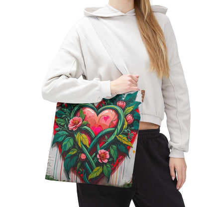 Artistic Surge - Eco-Friendly Canvas Tote Bag - HEARTS OF LOVE