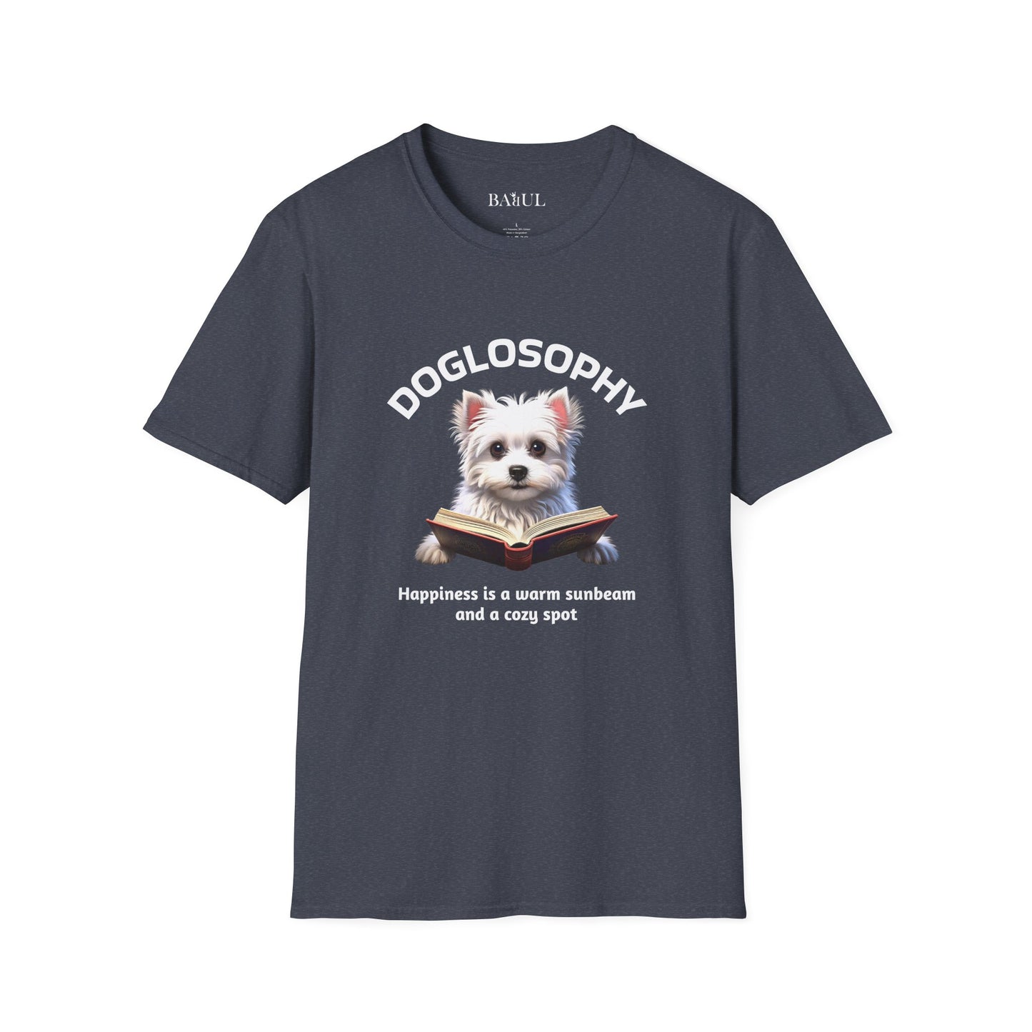 Doglosophy  Unisex Softstyle T-Shirt - "Happiness is a Warm Sunbeam" Design