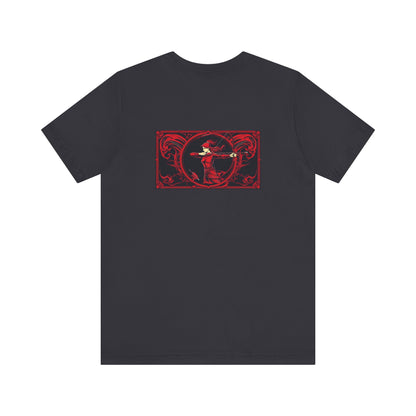 Sagittarius - Gothic Zodiac, Red Graphic on the back T-Shirt. Zodiac in the Shadows