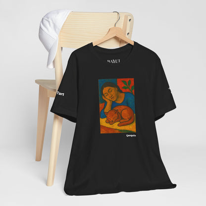 CATART Unisex Jersey Cat T-Shirt - GAUGUIN - Iconic Painting Reimagined with Cats
