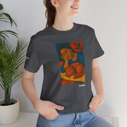 CATART Unisex Jersey Cat T-Shirt - GAUGUIN - Iconic Painting Reimagined with Cats