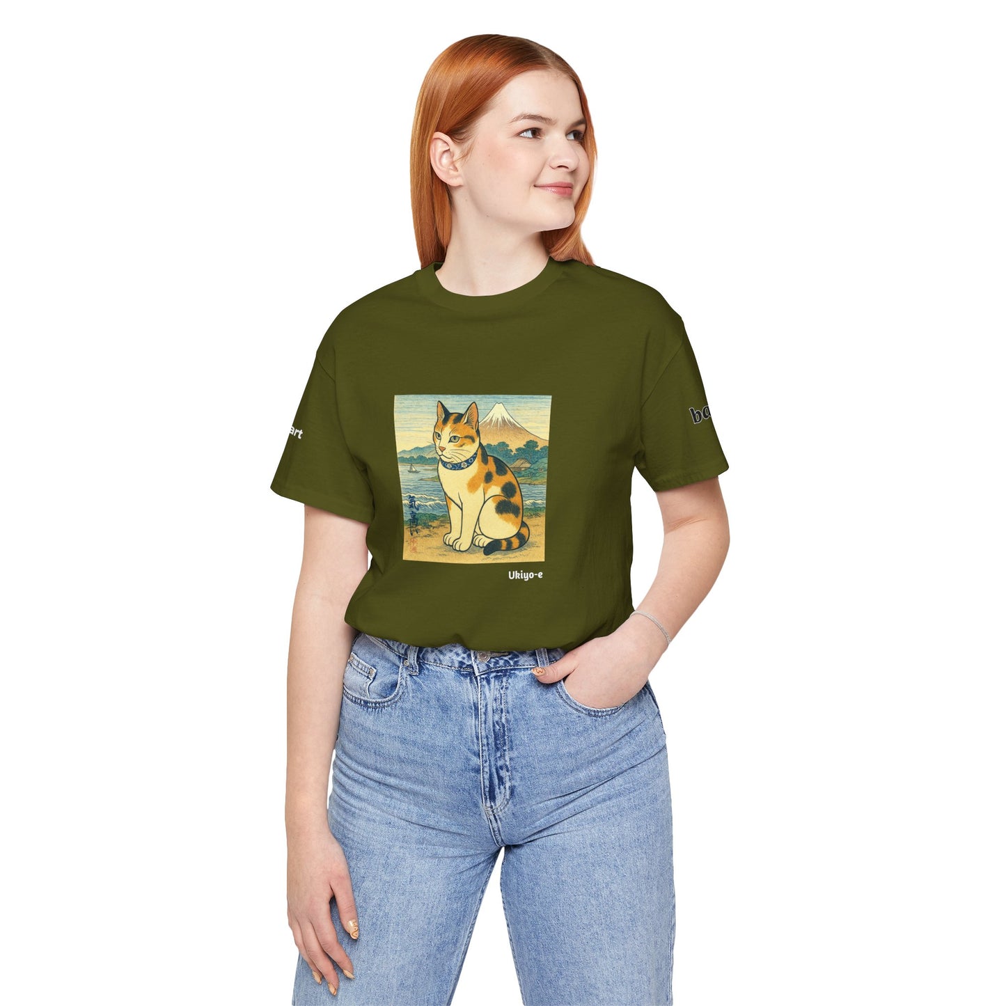 CATART Unisex Jersey Cat T-Shirt - UKIYO-E Japanese art Style - Iconic Painting Reimagined with Cats