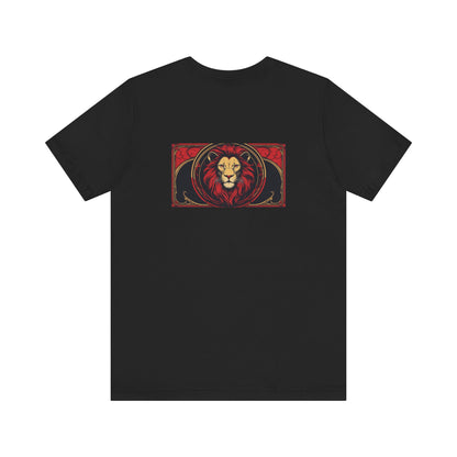 Leo - Gothic Zodiac, Red Graphic on the back T-Shirt. Zodiac in the Shadows