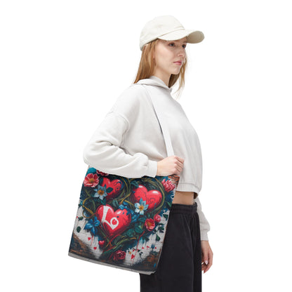 Artistic Surge - Eco-Friendly Canvas Tote Bag - HEARTS OF LOVE