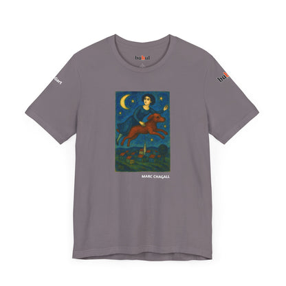 DOGART Unisex Jersey Cat T-Shirt - MARC CHAGALL - Iconic Painting Reimagined with Dogs
