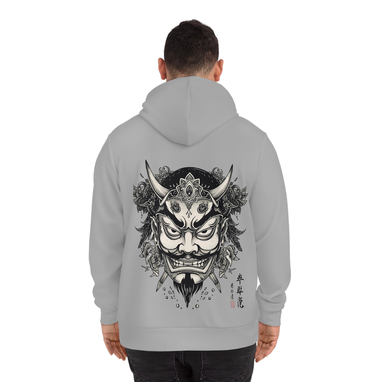 Bold Oni Mask Hoodie - Japanese Irezumi Tattoo Art Streetwear