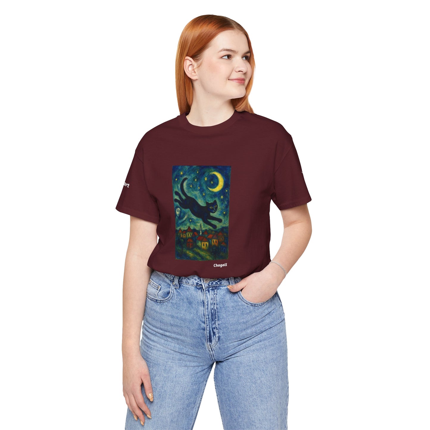 CATART Unisex Jersey Cat T-Shirt - MARC CHAGALL - Iconic Painting Reimagined with Cats
