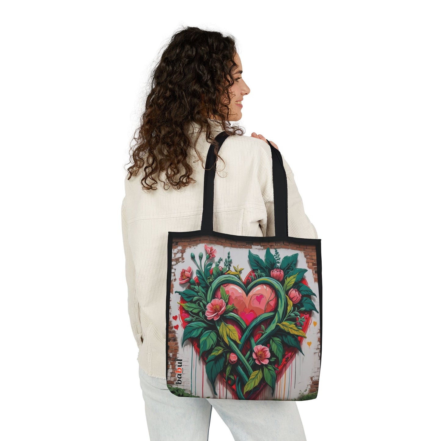 Artistic Surge - Eco-Friendly Canvas Tote Bag - FLOWERED HEARTS