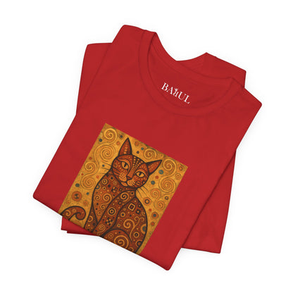 CATART Unisex Jersey Cat T-Shirt - KLIMT - Iconic Painting Reimagined with Cats