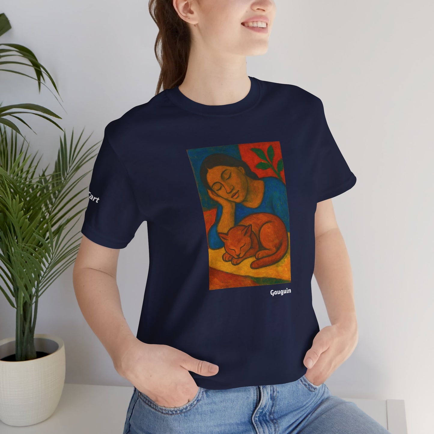 CATART Unisex Jersey Cat T-Shirt - GAUGUIN - Iconic Painting Reimagined with Cats
