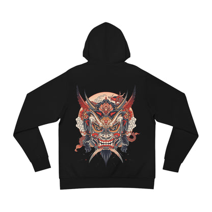 Bold Oni Mask Hoodie - Japanese Irezumi Tattoo Art Streetwear