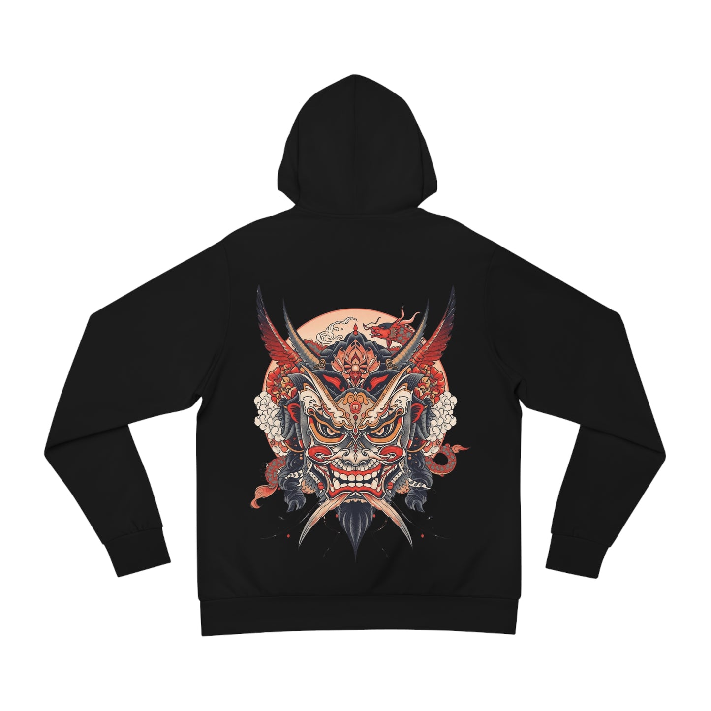 Bold Oni Mask Hoodie - Japanese Irezumi Tattoo Art Streetwear