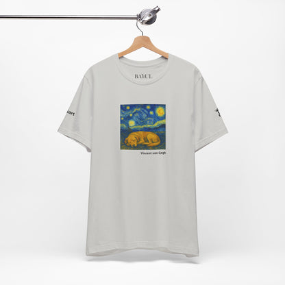 DOGART Unisex Jersey Dog T-Shirt - VAN GOGH - Iconic Painting Reimagined with Dogs