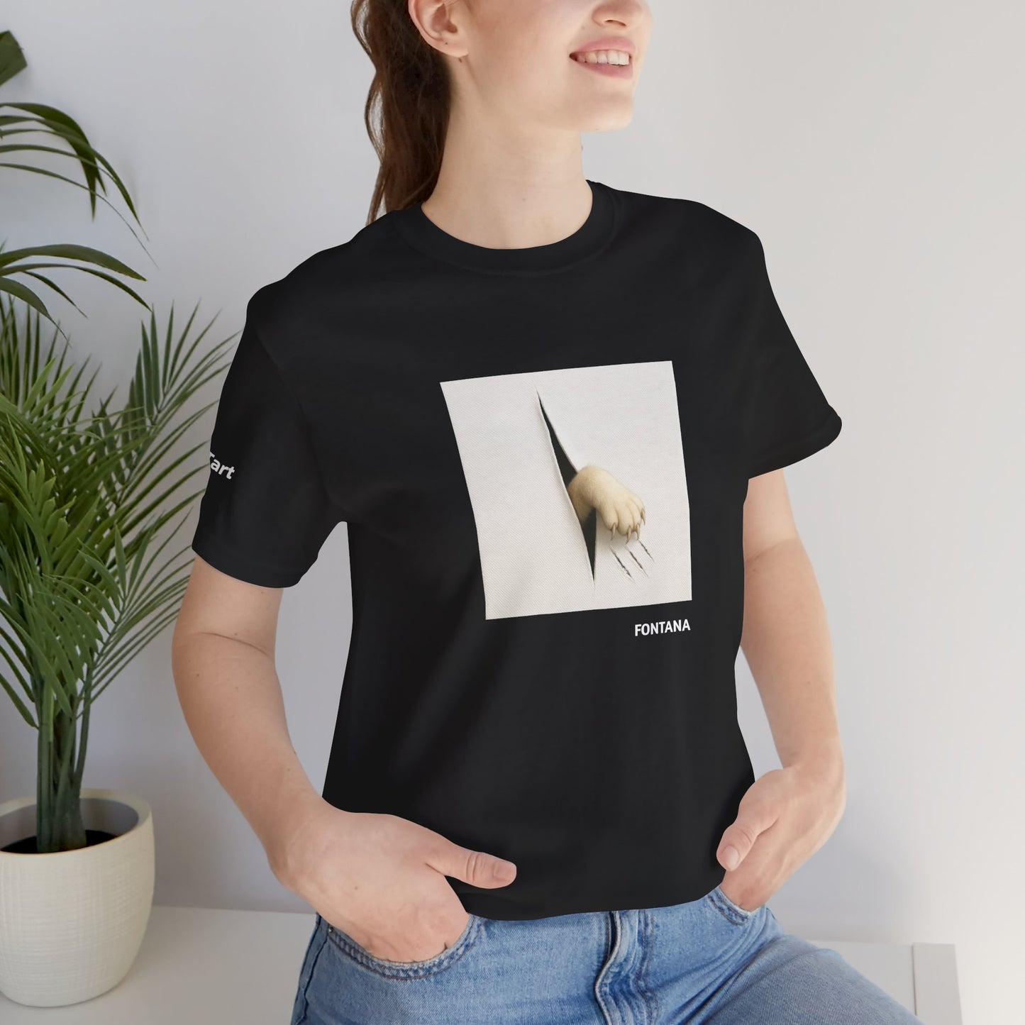CATART Unisex Jersey Cat T-Shirt - FONTANA - Iconic Painting Reimagined with Cats