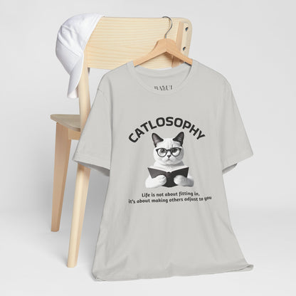 Catlosophy Unisex Jersey Short Sleeve Tee –  "Life isn't about fitting In" Design