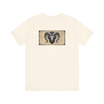 Aries - Gothic Zodiac T-Shirt. Blue graphic on the back. Zodiac in the Shadows