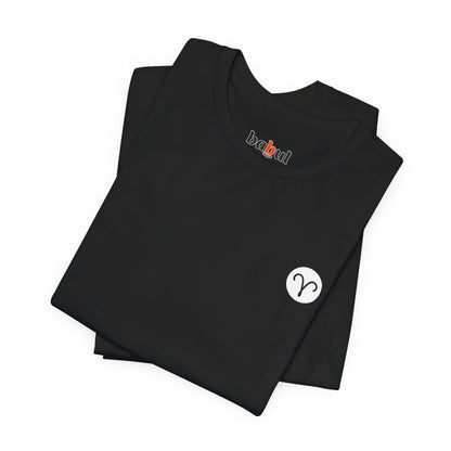 Aries - Gothic Zodiac T-Shirt. Blue graphic on the back. Zodiac in the Shadows