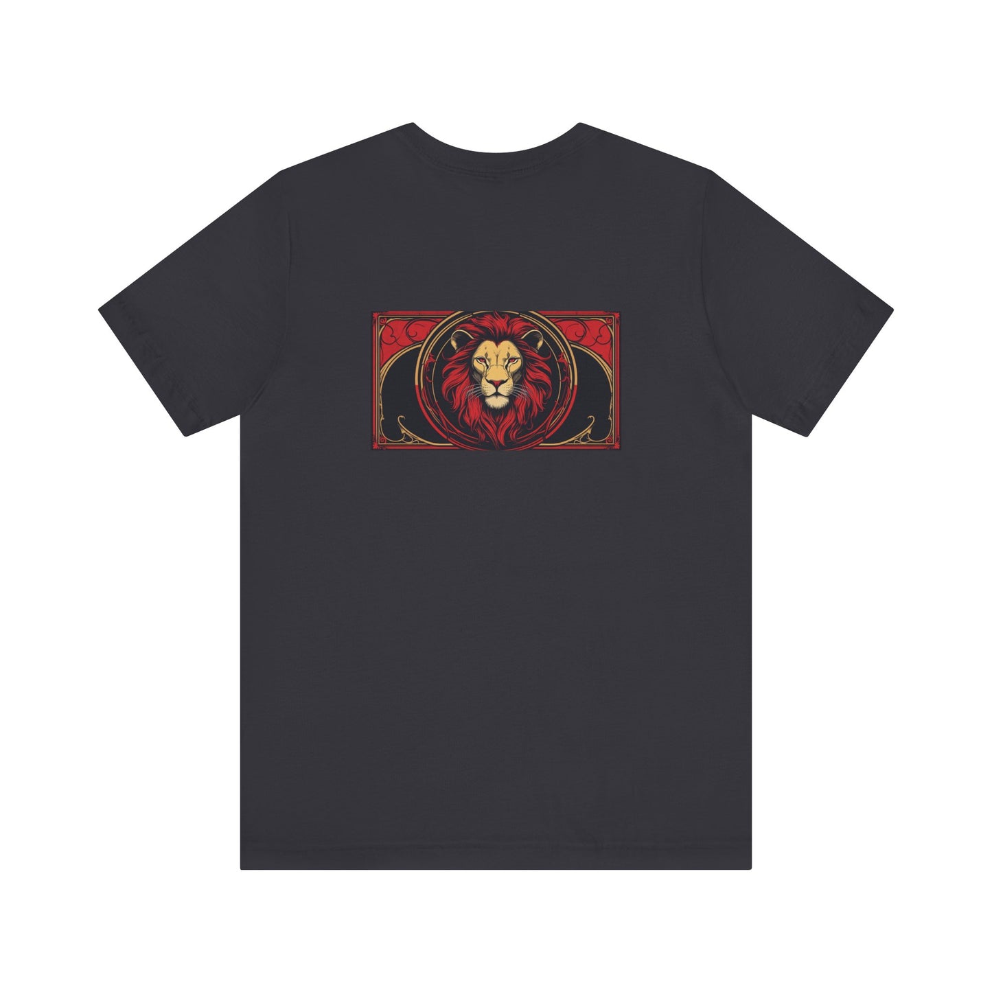 Leo - Gothic Zodiac, Red Graphic on the back T-Shirt. Zodiac in the Shadows