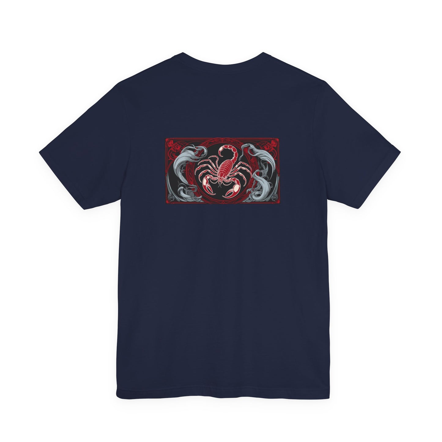 Scorpio - Gothic Zodiac, Red Graphic on the back T-Shirt. Zodiac in the Shadows