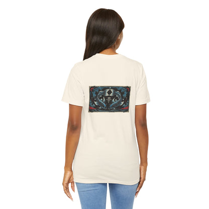 Pisces - Gothic Zodiac T-Shirt. Blue graphic on the back.  Zodiac in the Shadows