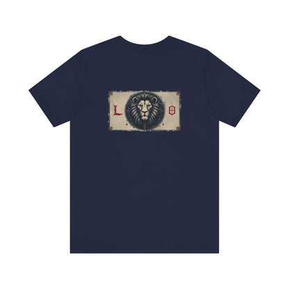 Leo - Gothic Zodiac T-Shirt. Blue graphic on the back.  Zodiac in the Shadows
