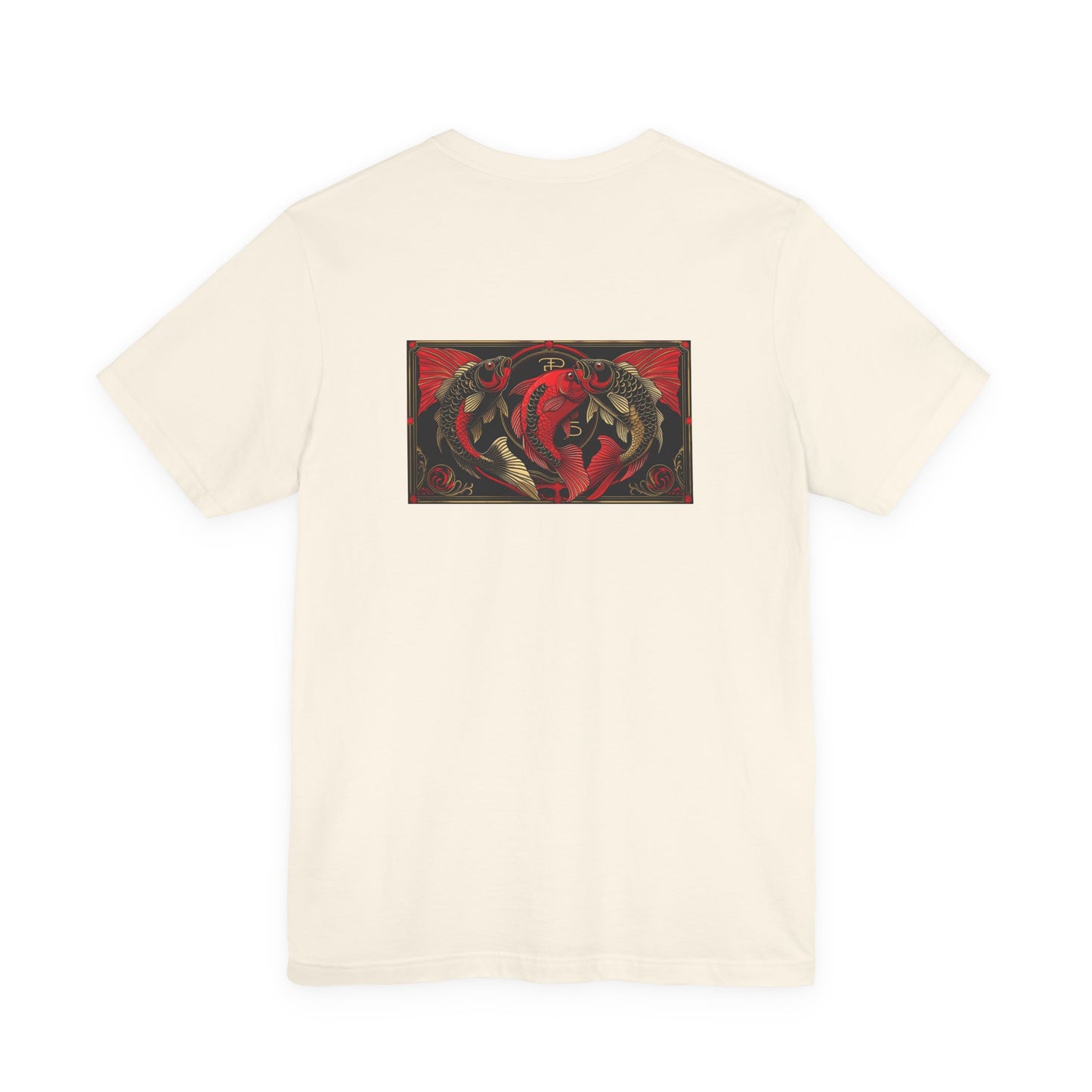 Pisces - Gothic Zodiac, Red Graphic on the back T-Shirt. Zodiac in the Shadows