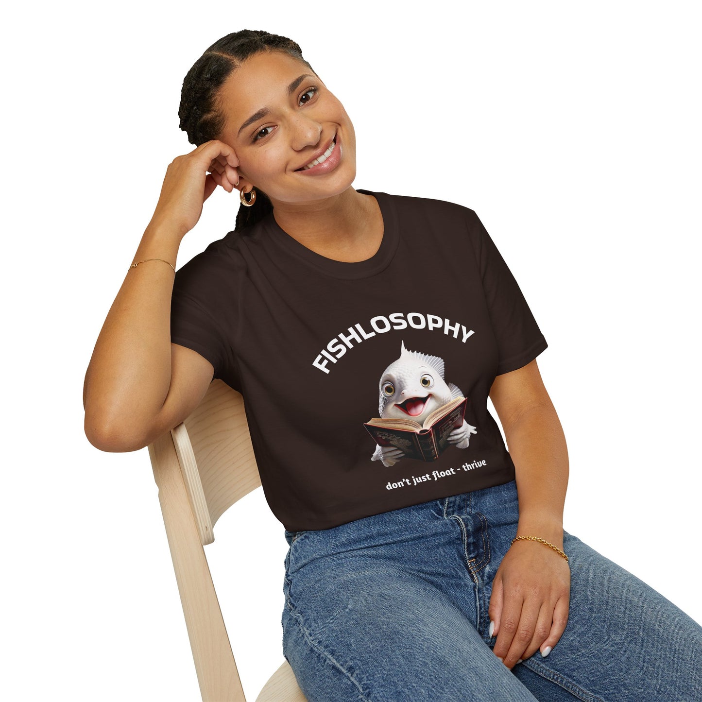 Fishlosophy Unisex T-Shirt - Ocean Vibes and Life's Questions Design - PEARLS OF WISDOM FROM THE FISH WORLD