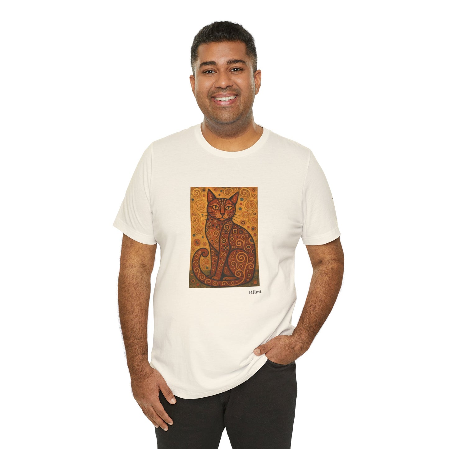 CATART Unisex Jersey Cat T-Shirt - KLIMT - Iconic Painting Reimagined with Cats