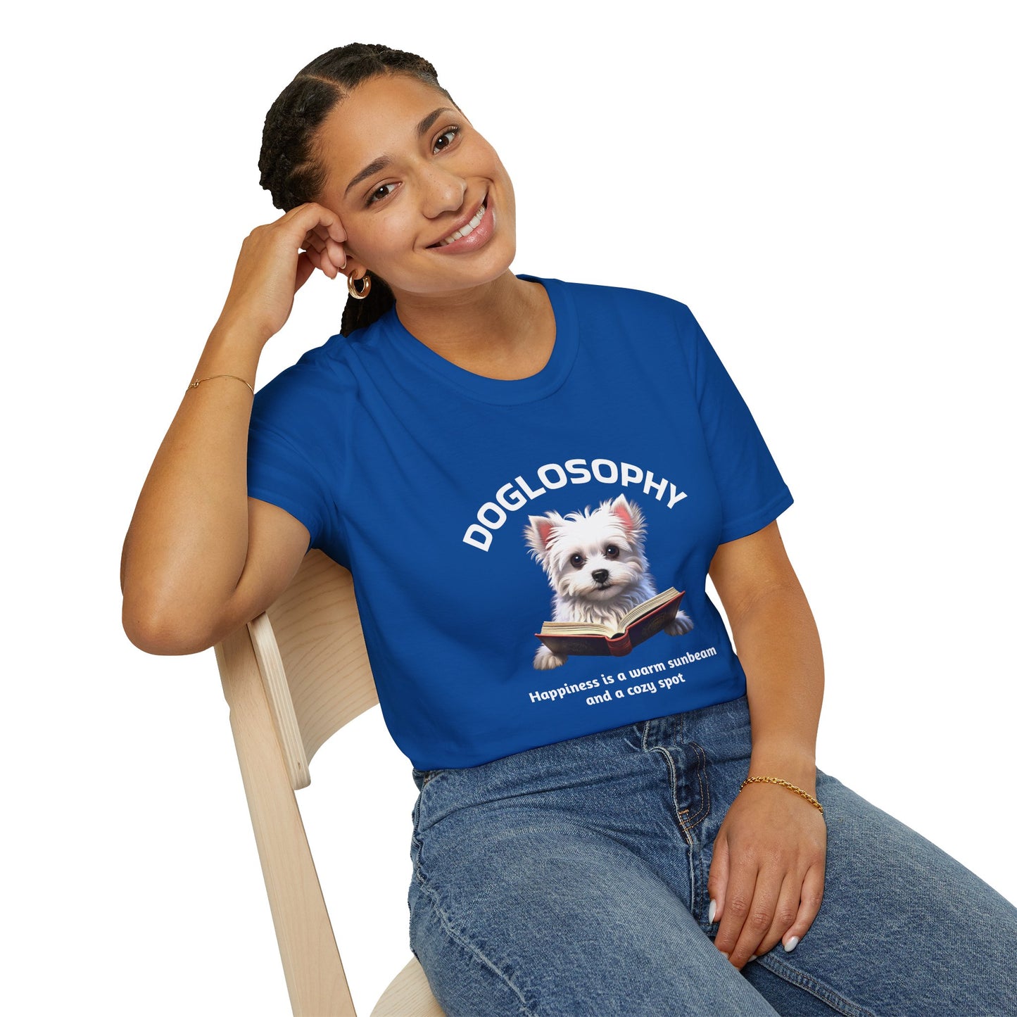 Doglosophy  Unisex Softstyle T-Shirt - "Happiness is a Warm Sunbeam" Design