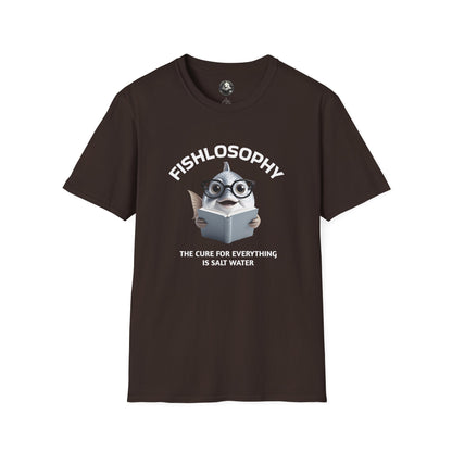 Fishlosophy Unisex T-Shirt - Ocean Vibes and Life's Questions Design - The Cure For Everything Is Salt Water