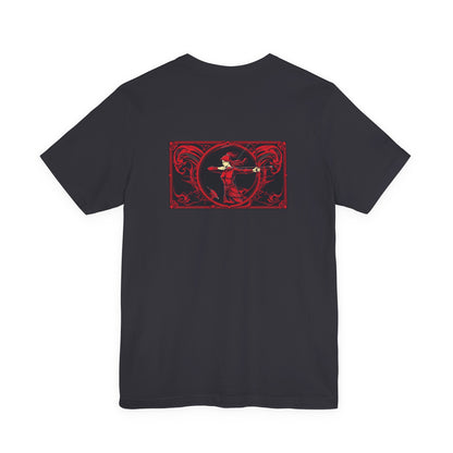 Sagittarius - Gothic Zodiac, Red Graphic on the back T-Shirt. Zodiac in the Shadows