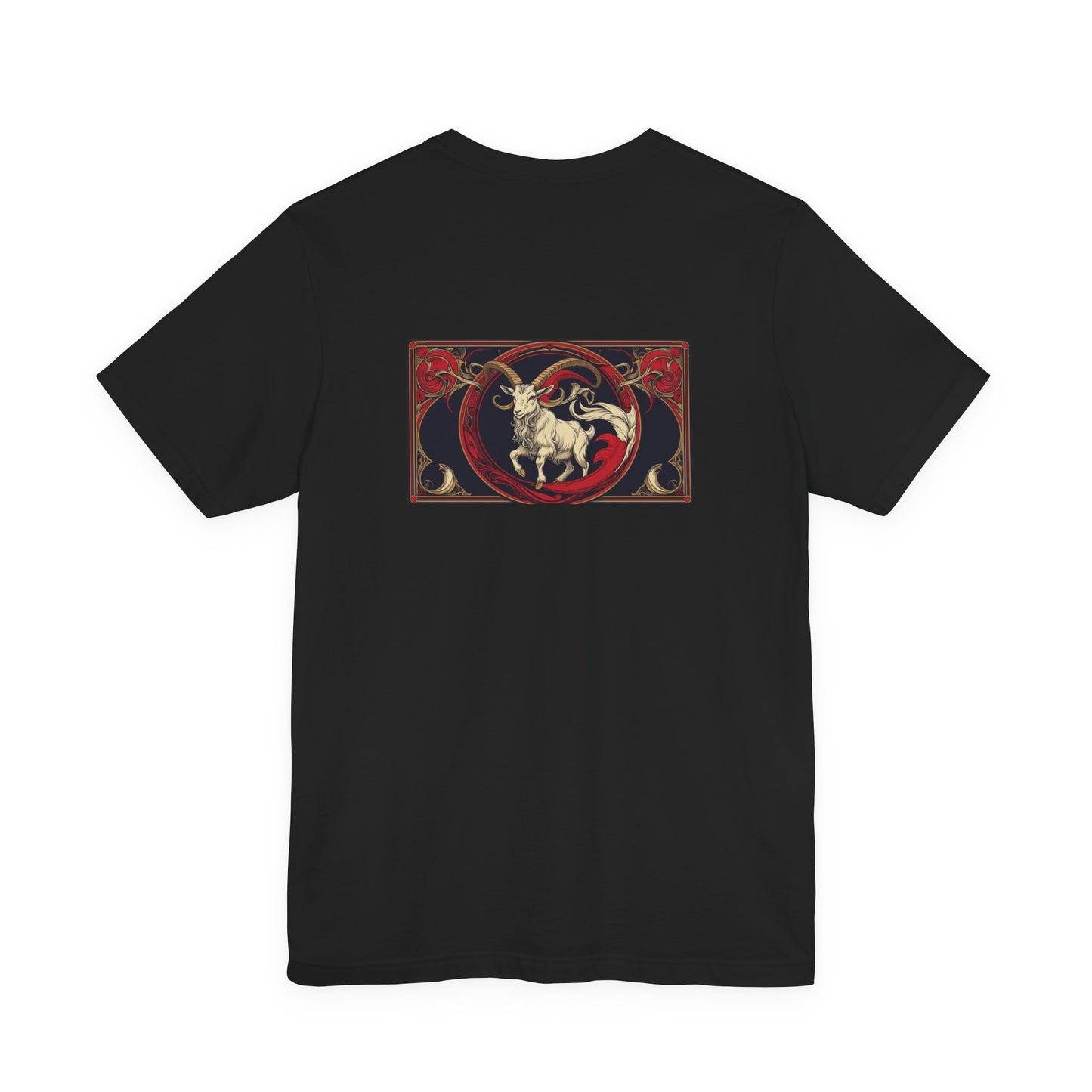 Capricorn - Gothic Zodiac, Red Graphic on the back T-Shirt. Zodiac in the Shadows
