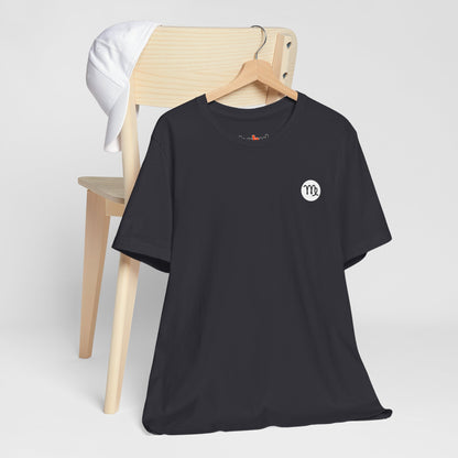 Virgo - Gothic Zodiac T-Shirt. Blue graphic on the back.  Zodiac in the Shadows