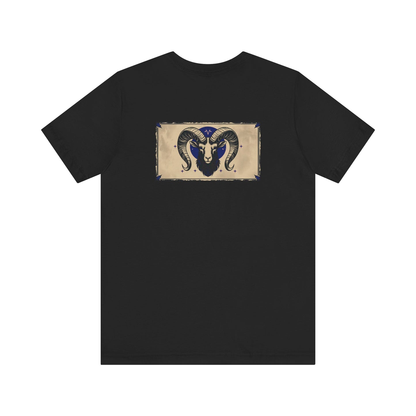 Aries - Gothic Zodiac T-Shirt. Blue graphic on the back. Zodiac in the Shadows