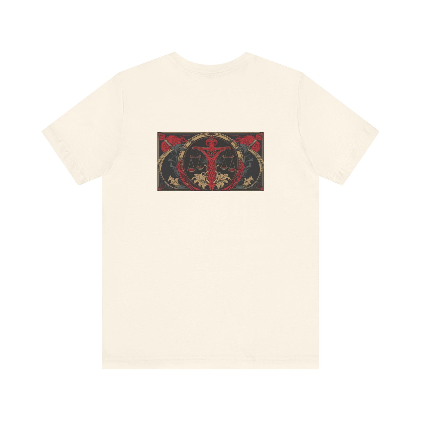 Libra - Gothic Zodiac, Red Graphic on the back T-Shirt. Zodiac in the Shadows