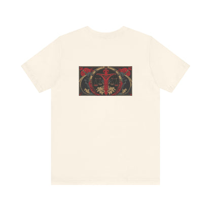 Libra - Gothic Zodiac, Red Graphic on the back T-Shirt. Zodiac in the Shadows