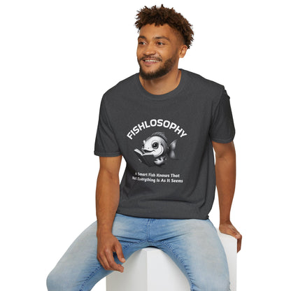 Fishlosophy Unisex T-Shirt - Ocean Vibes and Life's Questions Design - A Smart Fish Knows That Not Everything Is As It Seems