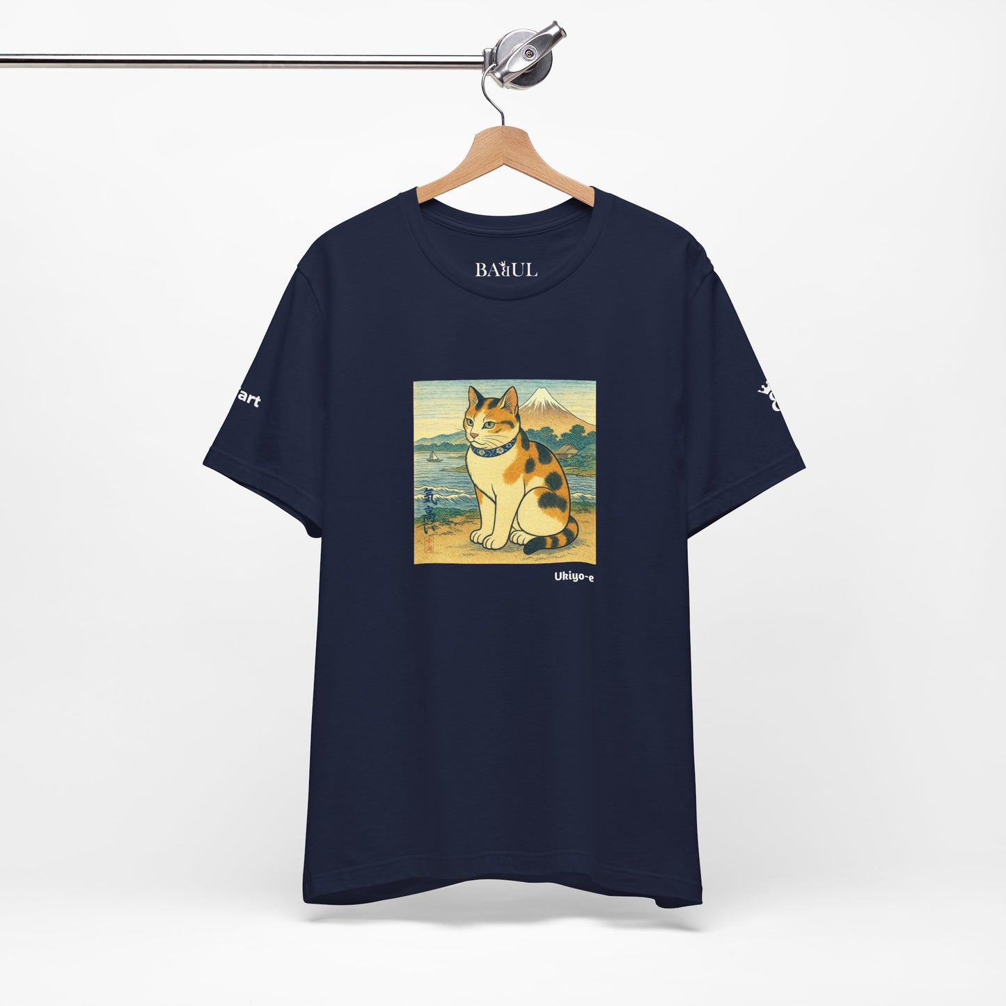 CATART Unisex Jersey Cat T-Shirt - UKIYO-E Japanese art Style - Iconic Painting Reimagined with Cats