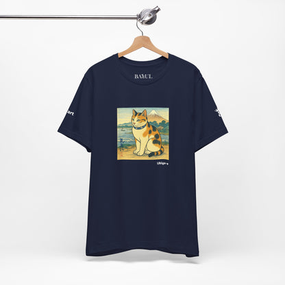 CATART Unisex Jersey Cat T-Shirt - UKIYO-E Japanese art Style - Iconic Painting Reimagined with Cats