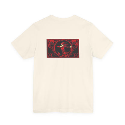Sagittarius - Gothic Zodiac, Red Graphic on the back T-Shirt. Zodiac in the Shadows