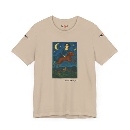 DOGART Unisex Jersey Cat T-Shirt - MARC CHAGALL - Iconic Painting Reimagined with Dogs