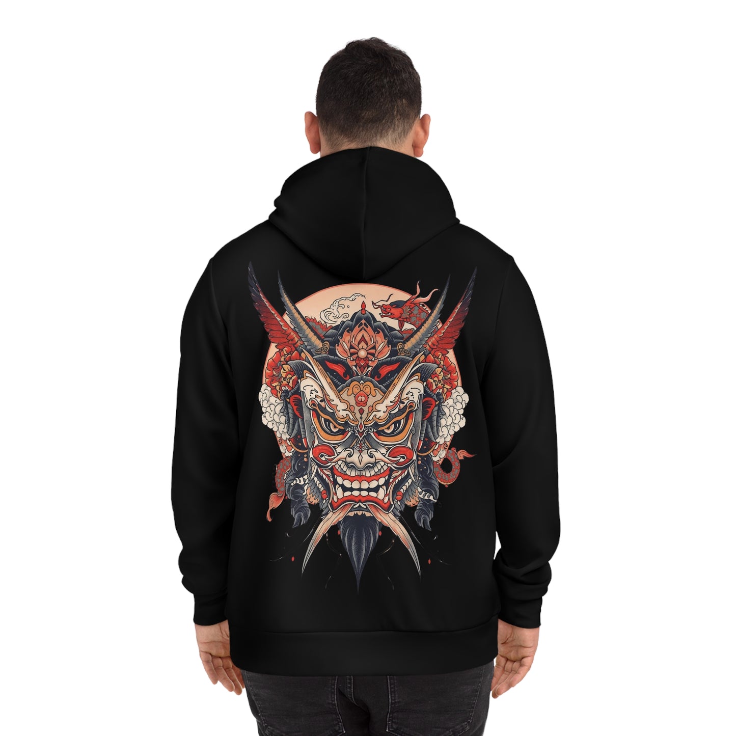 Bold Oni Mask Hoodie - Japanese Irezumi Tattoo Art Streetwear