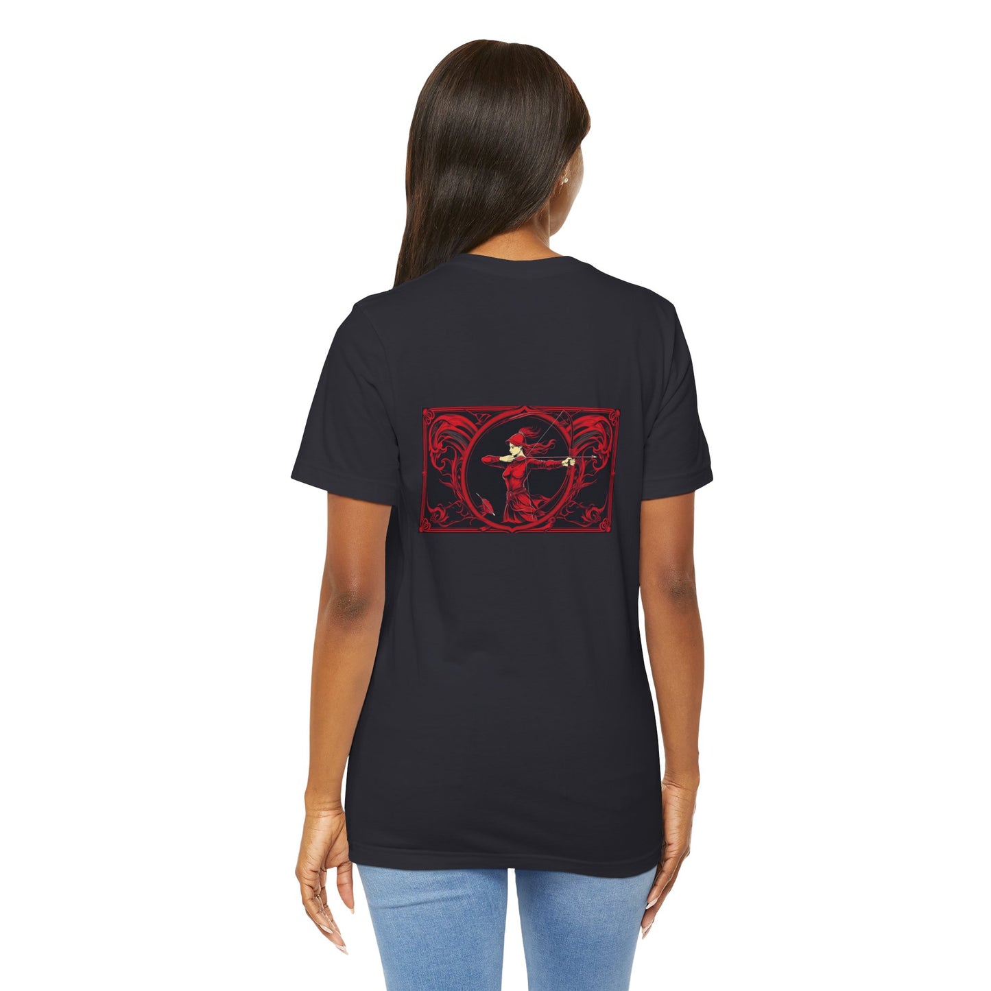 Sagittarius - Gothic Zodiac, Red Graphic on the back T-Shirt. Zodiac in the Shadows