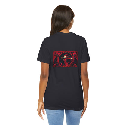 Sagittarius - Gothic Zodiac, Red Graphic on the back T-Shirt. Zodiac in the Shadows