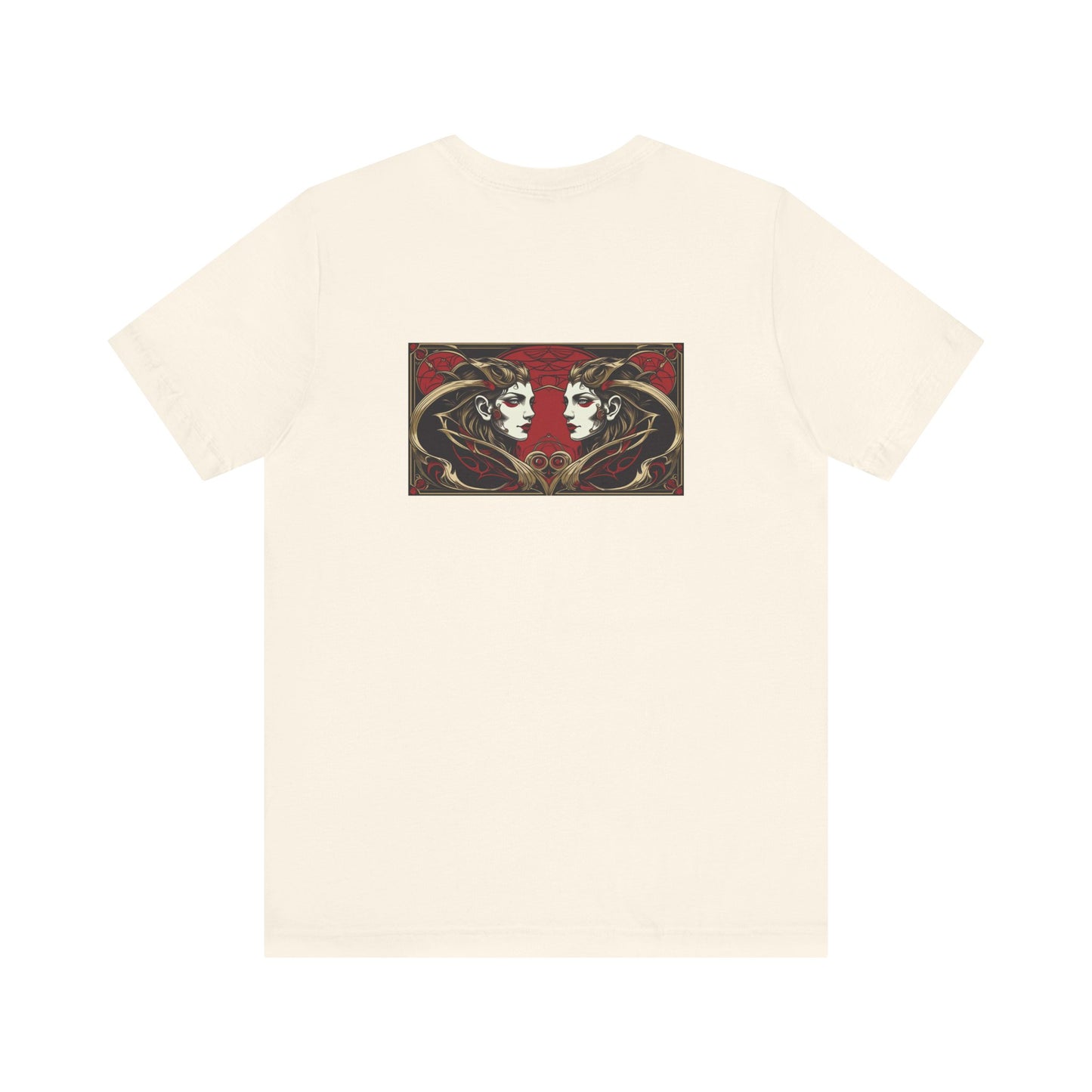Gemini - Gothic Zodiac, Red Graphic on the back T-Shirt. Zodiac in the Shadows