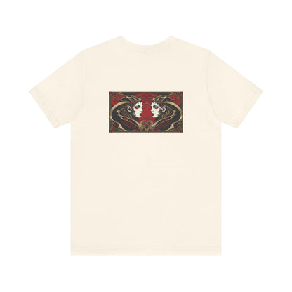 Gemini - Gothic Zodiac, Red Graphic on the back T-Shirt. Zodiac in the Shadows